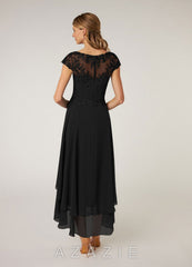 Azazie Shonda Black Lace Chiffon Dress black
