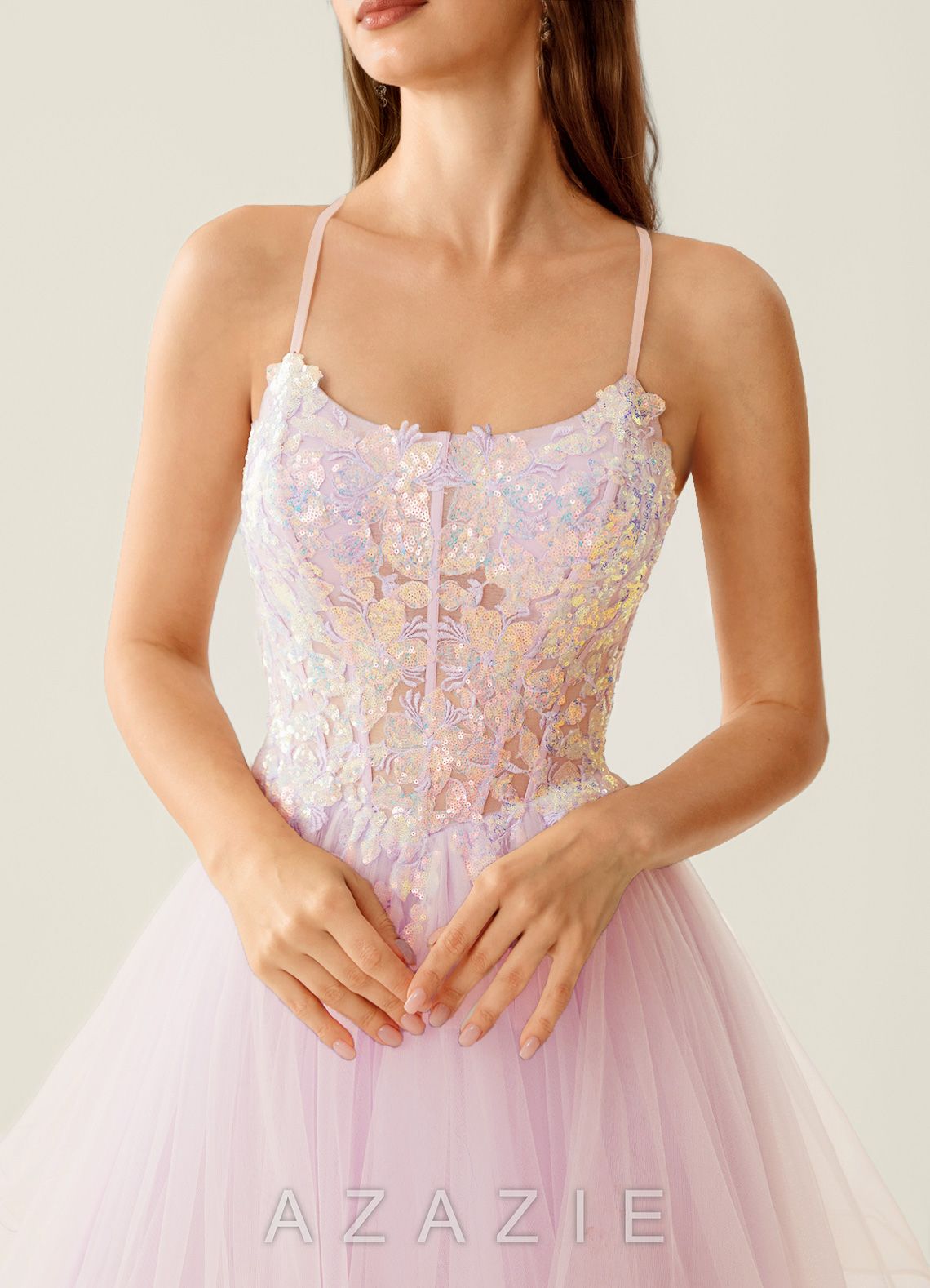 Mosaic Pink Ruffle Prom Dress