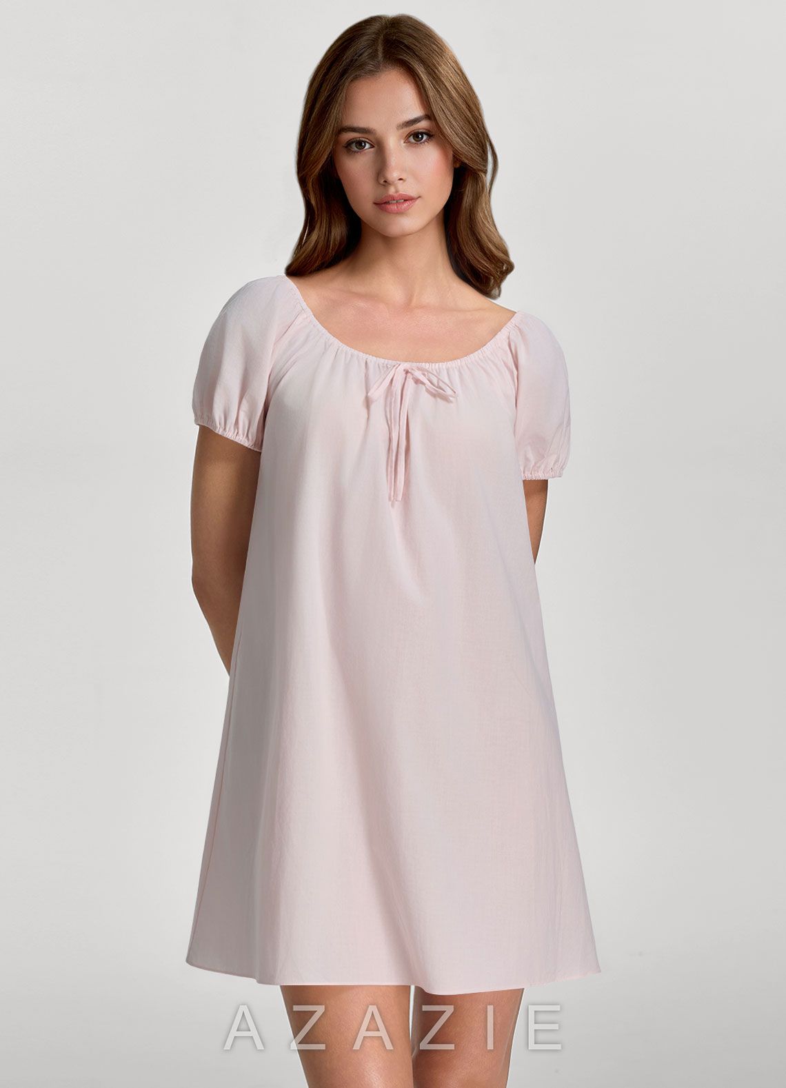 Woven Cotton Puff Sleeve Nightgown