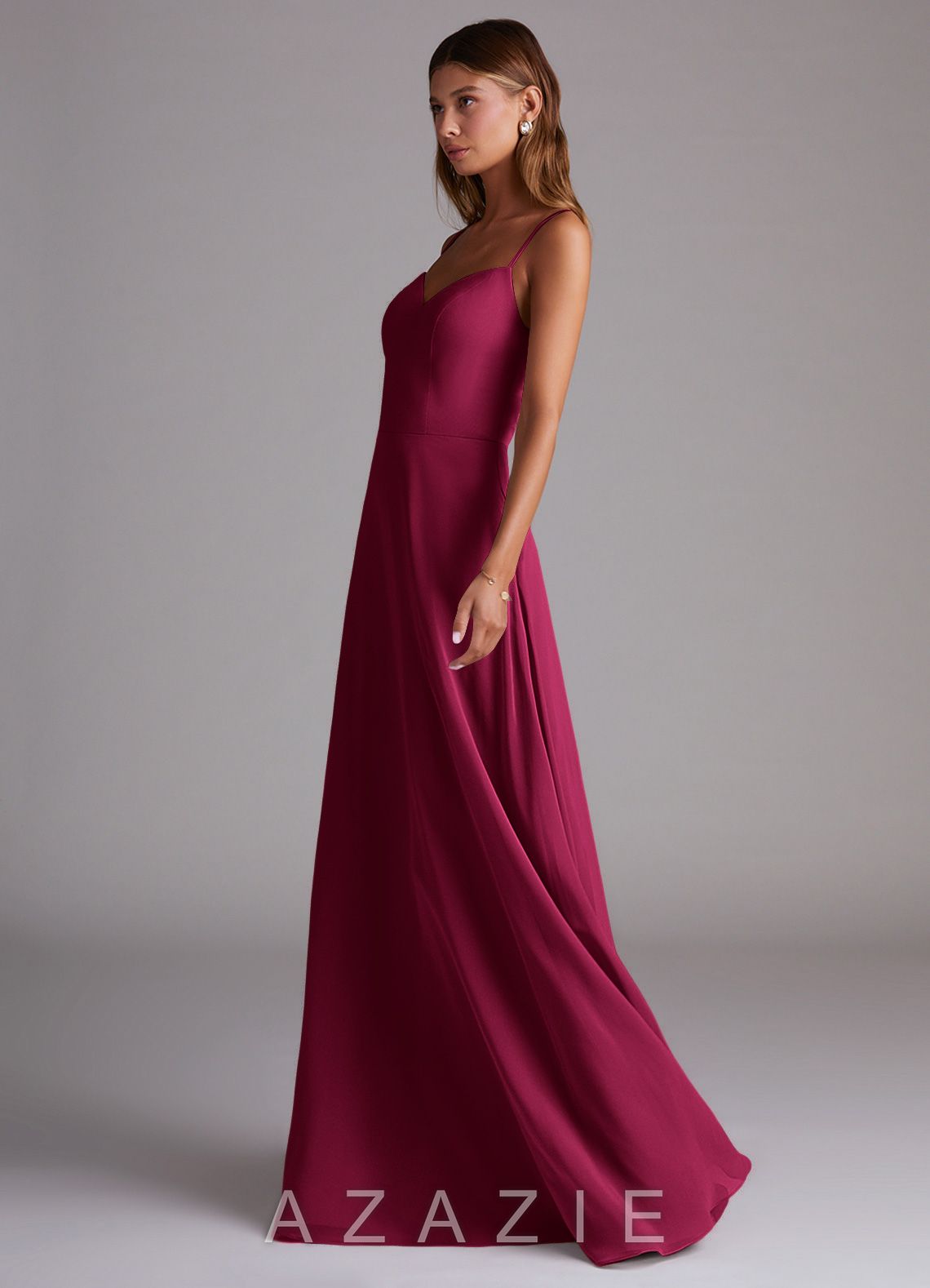 Azazie Marley Burgundy A-Line Off the Shoulder Chiffon Convertible Dress burgundy