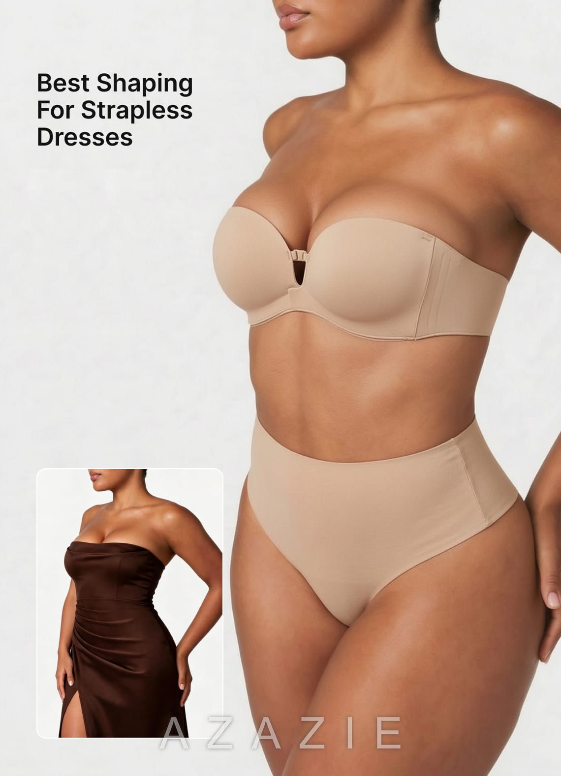 Front Closure Strapless Seamless Push Up Bra (For A/B Cup)
