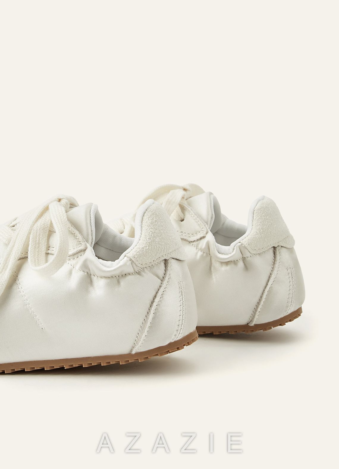Ballet-Inspired Satin Wedding Sneakers Round Toe Comfortable Wedding Shoes  ivory