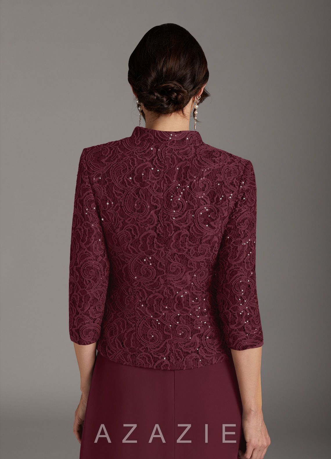 Azazie Cornelia Cabernet Sheath Square Neckline Sequins Chiffon Dress cabernet