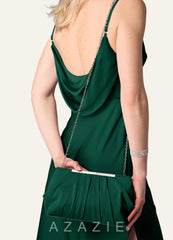 Matching Color Stretch Satin Pleated Clutch