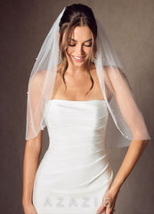 Jenna Pearl Waist Length Veil  diamond_white