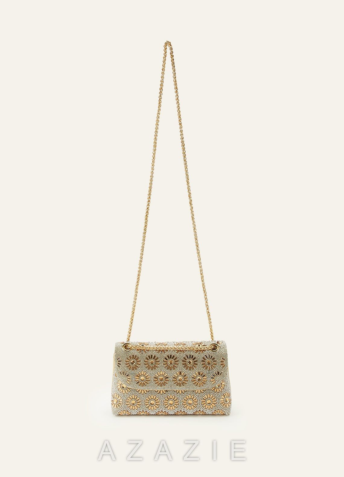 Rhinestone Sunburst Shoulder Bag  gold