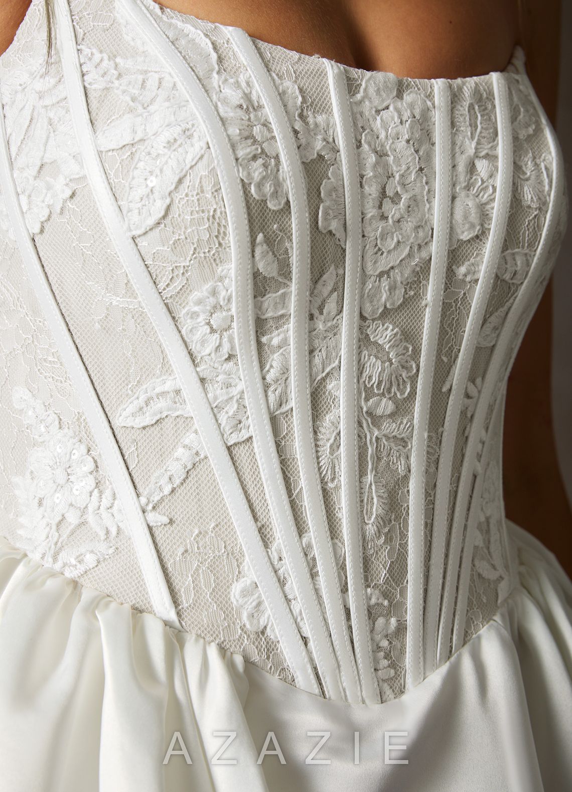 Azazie Barica Diamond White A-Line Strapless Lace Dress diamond_white