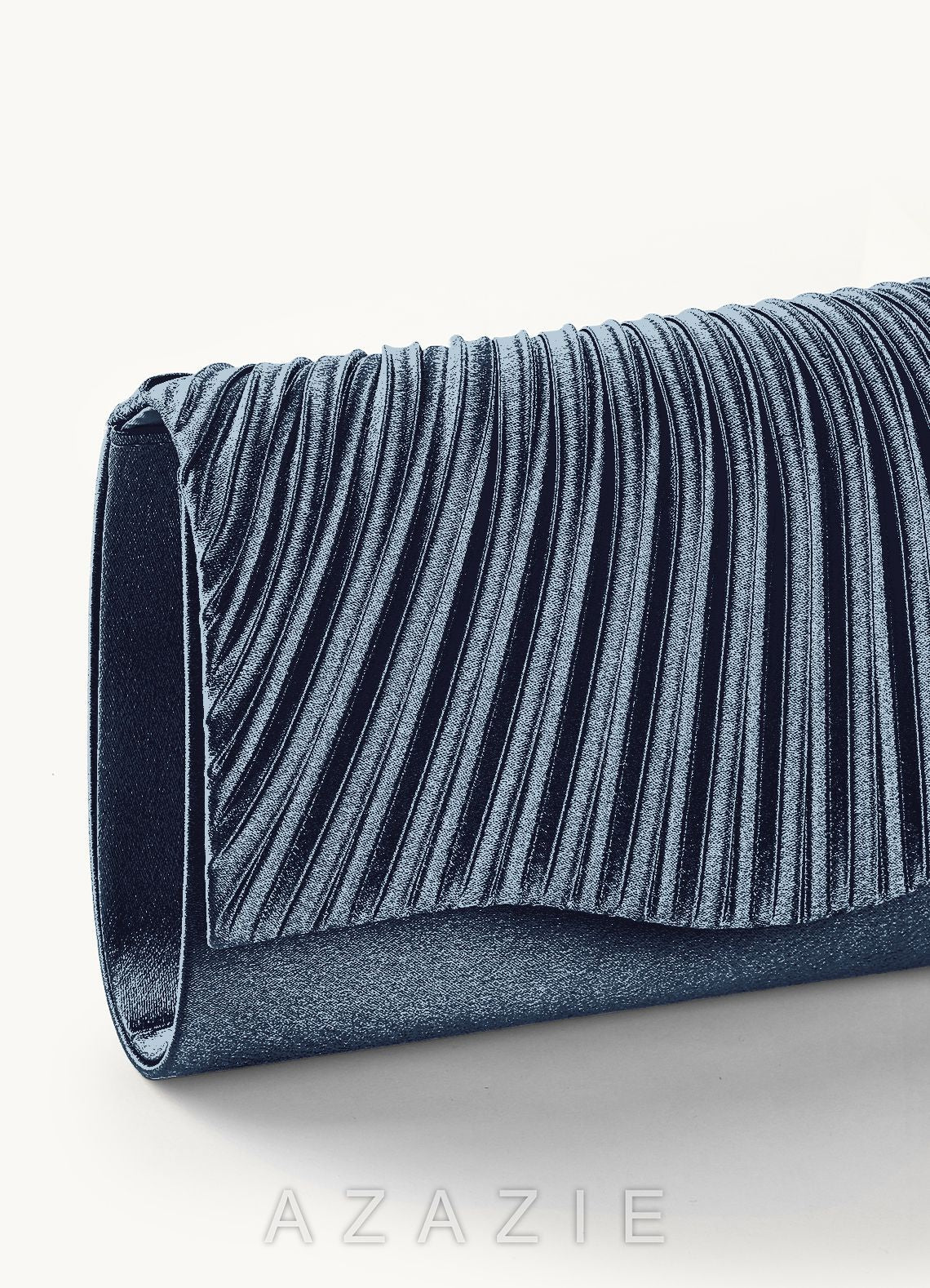 Matching Color Pleated Metallic Satin Envelope Clutch  dark_navy