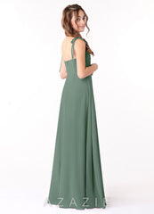 Azazie Rosey Junior Eucalyptus A-Line Sweetheart Neckline Chiffon Dress eucalyptus