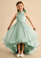 Azazie Melina Agave A-Line Pleated Tulle Dress agave