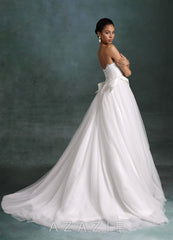 Azazie Raya Diamond White Ball-Gown Strapless Tulle Dress diamond_white