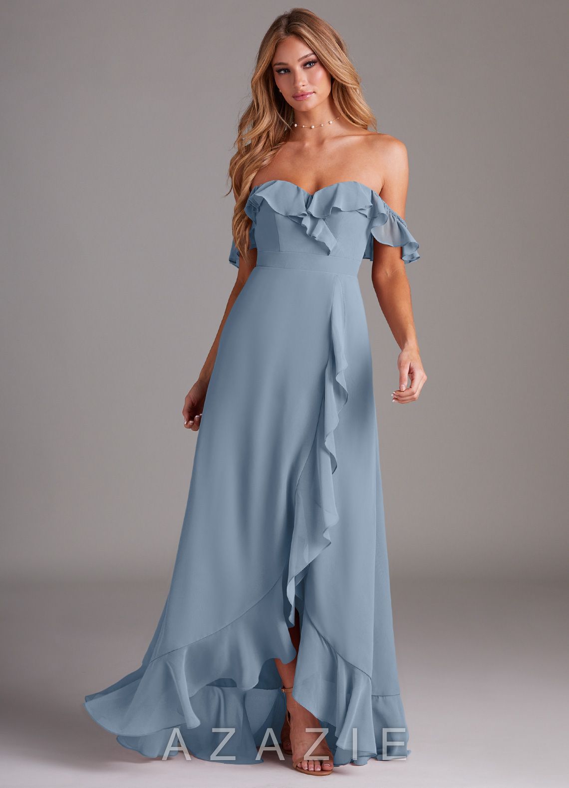 Azazie Lyra Dusty Blue A-Line Chiffon Convertible Dress dusty_blue
