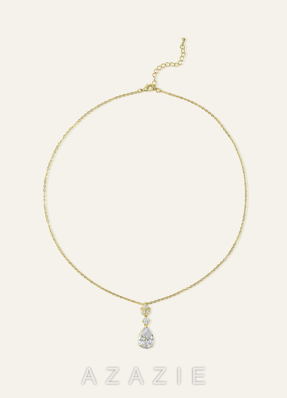 Pear Cut CZ Pendant Necklace  gold