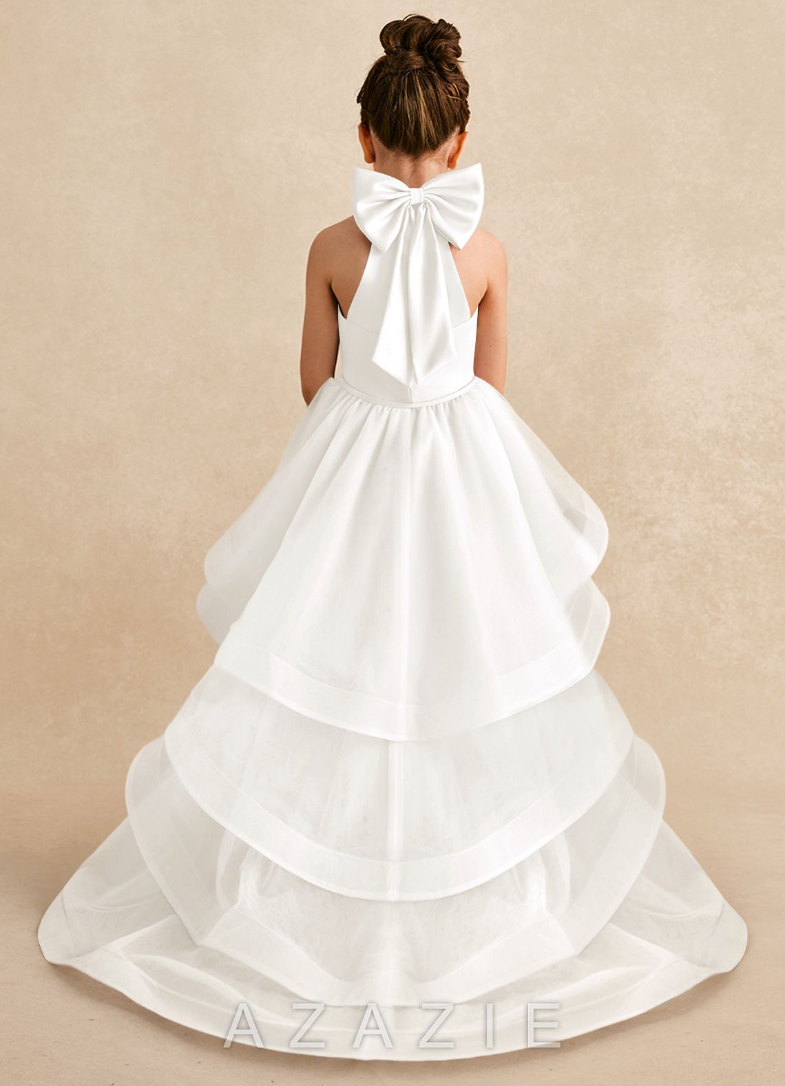 Azazie Bev Ivory A-Line Convertible Tulle Dress