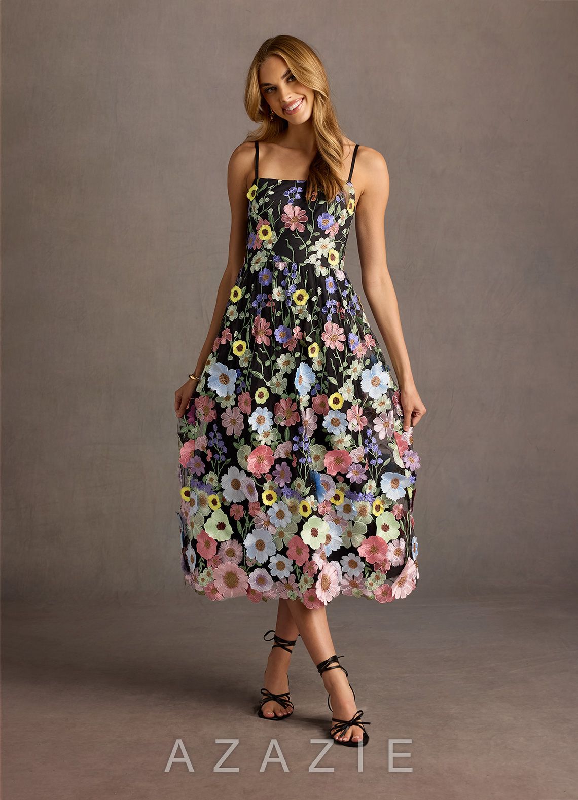 Nia {color} Floral Midi Dress  sp_black/multi_#bm134262