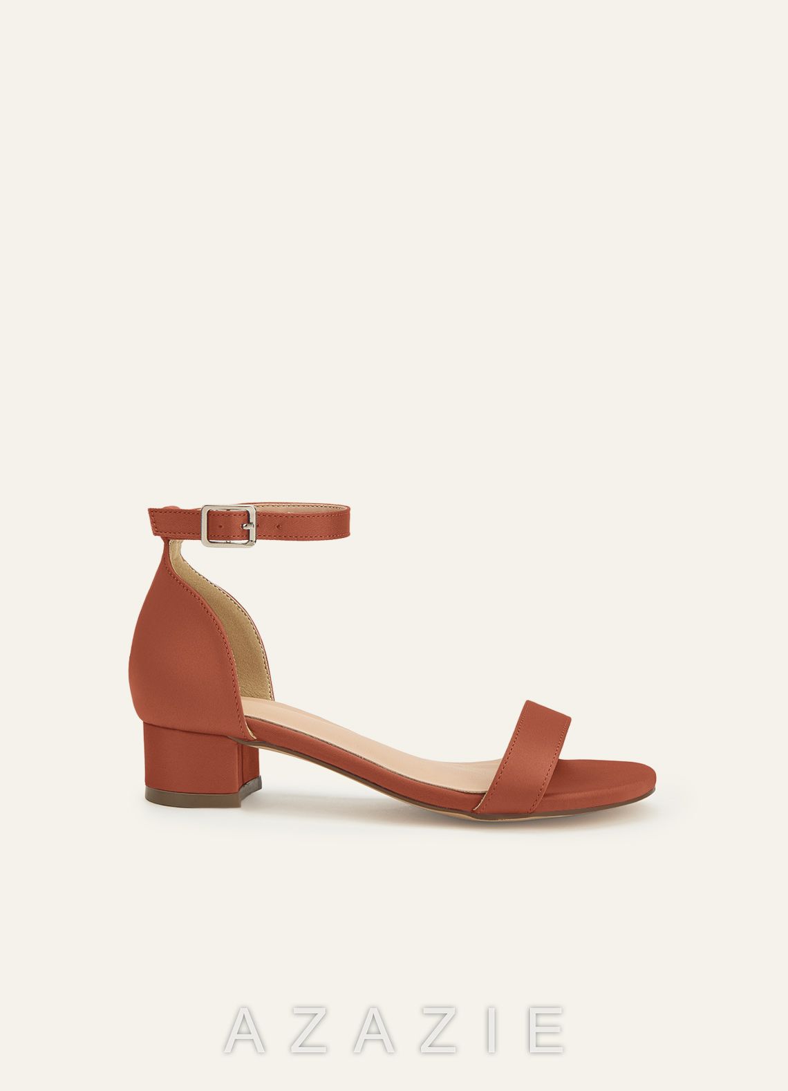 Matching Color Matte Satin One Strap Girls' Heel Sandals