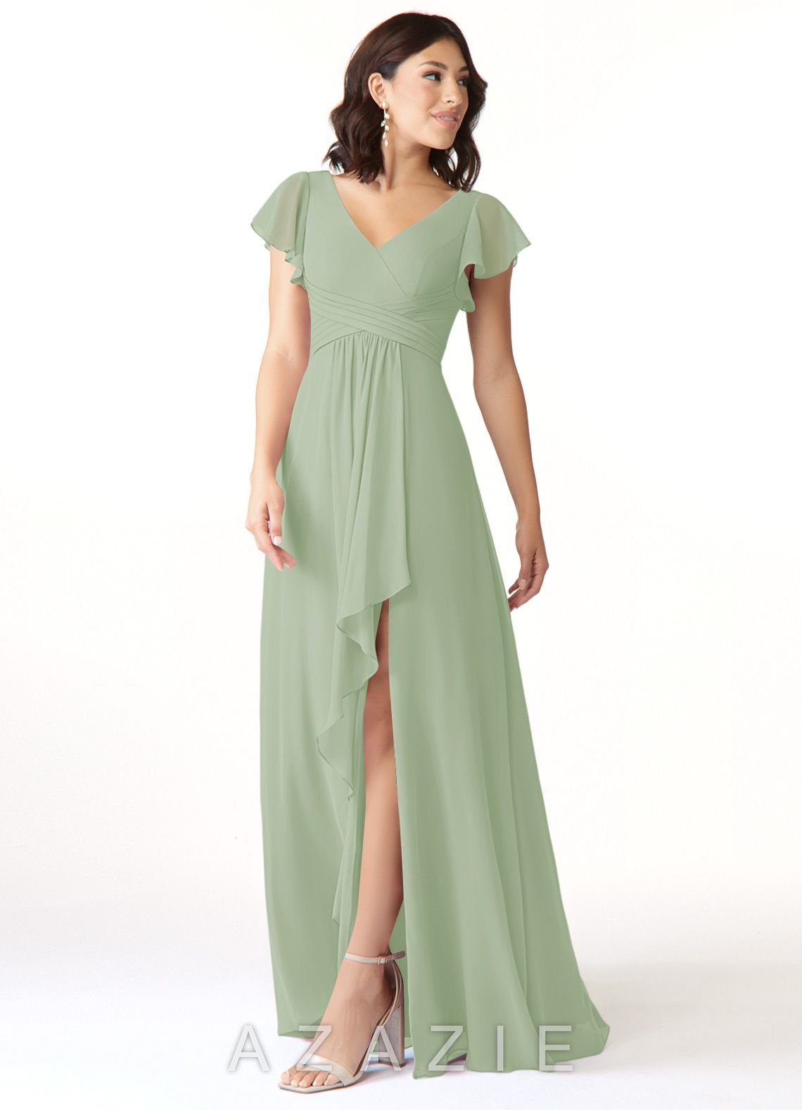 Azazie Omari Dusty Sage A-Line Chiffon Dress dusty_sage