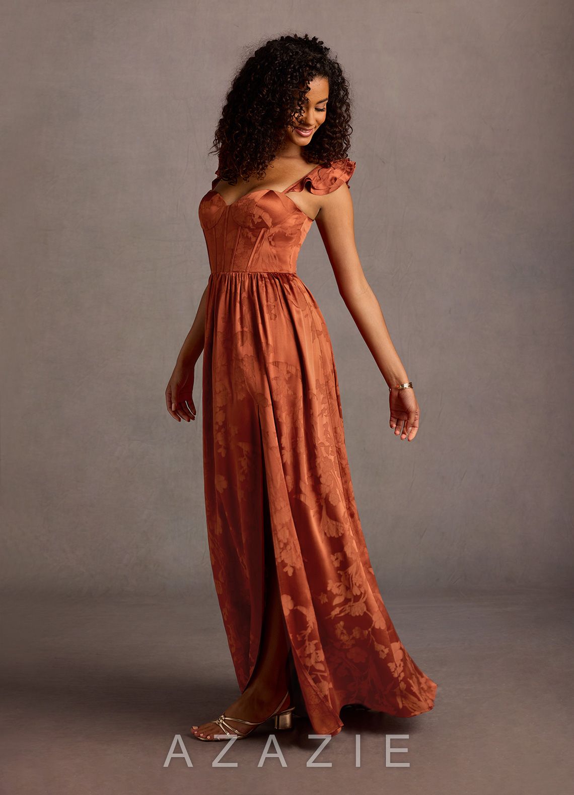 Jianna {color} Flutter Sleeves Maxi Dress  sp_rust_#bm134263