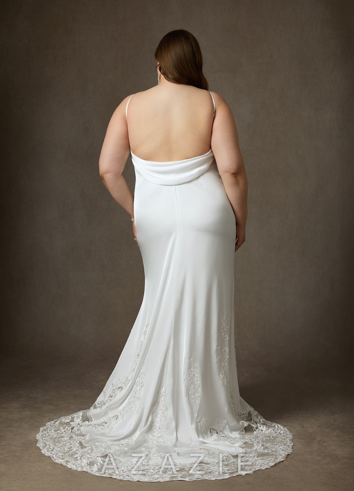 Azazie Eliora Diamond White Fit and Flare Stretch Satin Dress diamond_white