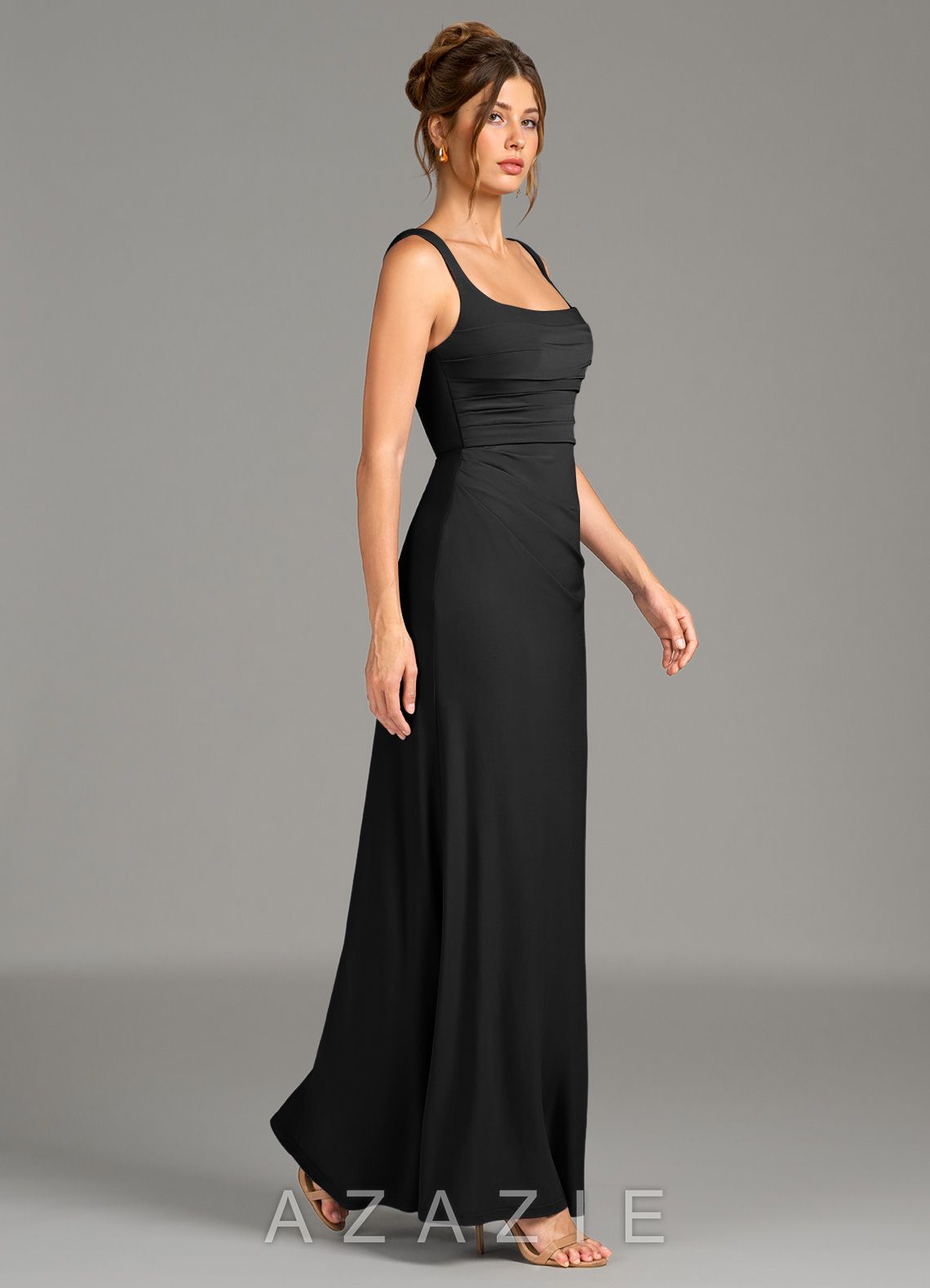 Azazie Agustina Black Mermaid Corset Premium Stretch Jersey Dress black