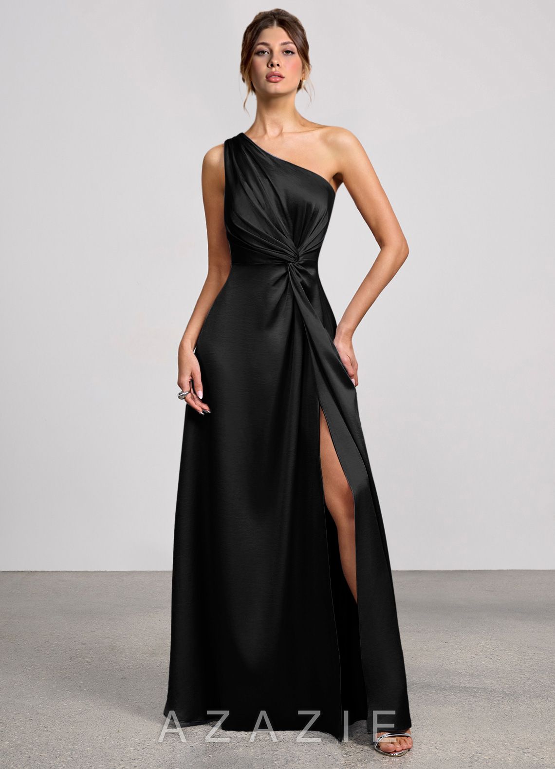 Eulalie {color} Luminous Satin Maxi Dress  black