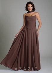 Azazie Ira Ganache A-Line Corset Chiffon Dress