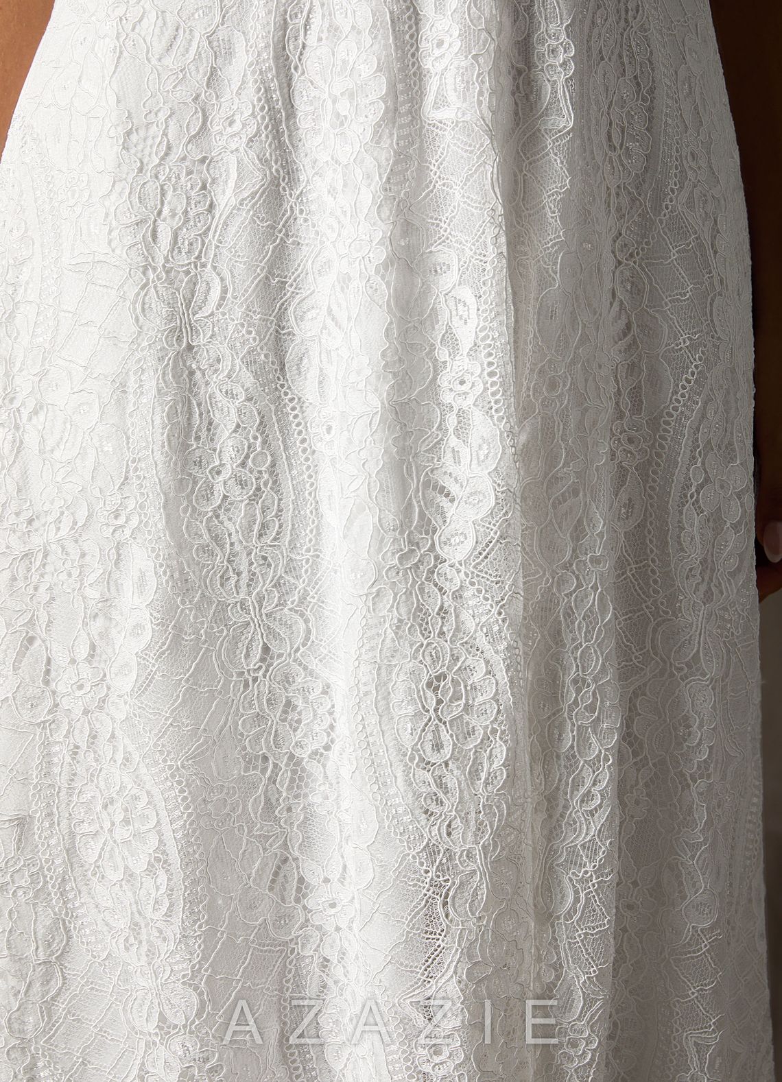 Azazie Lilly Wedding Dress Diamond White A-Line Lace Dress diamond_white