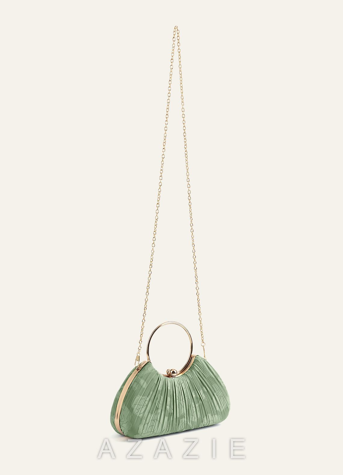Matching Color Floral Burnout Pleated Handbag