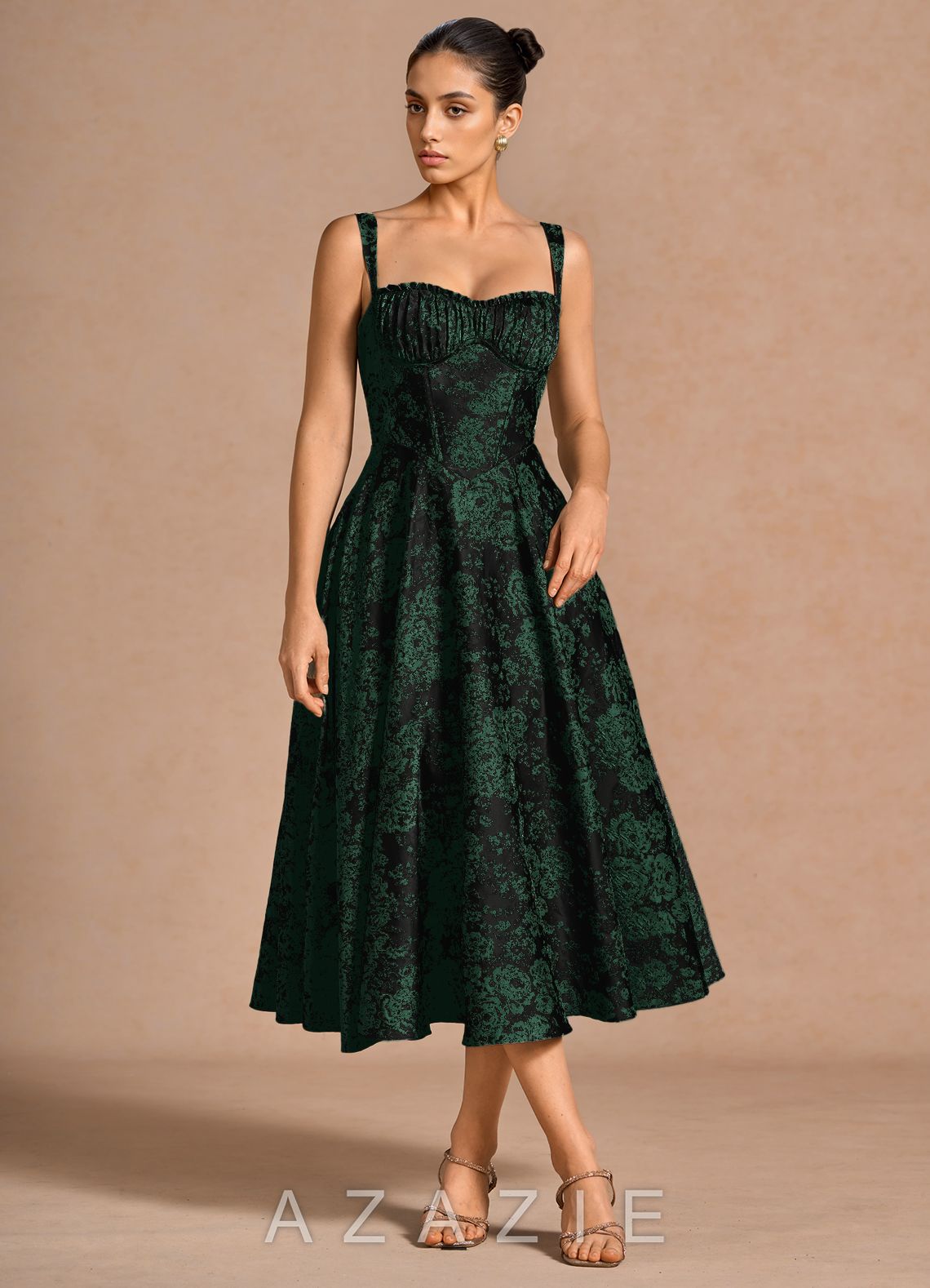 Amity {color} Midi Dress  sp_emerald_black_#eb134985