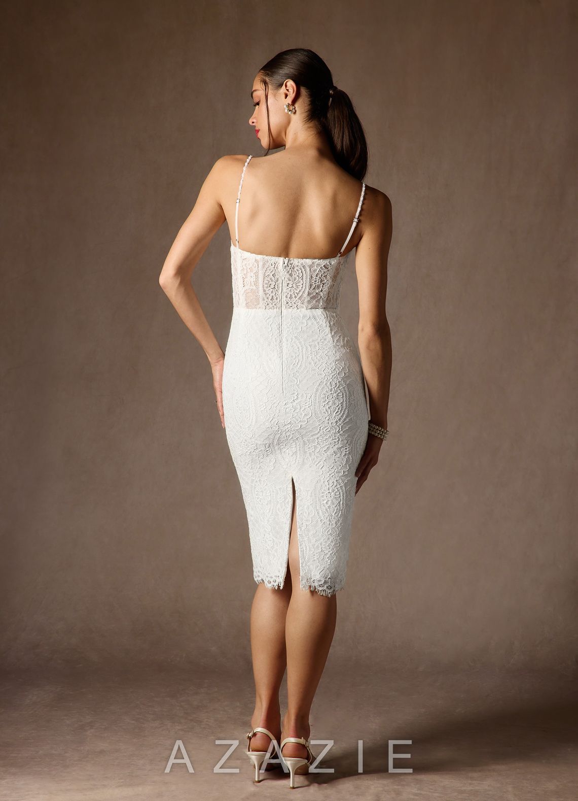 Azazie Kat Wedding Dress Diamond White Sheath Straight Lace Lace Dress diamond_white