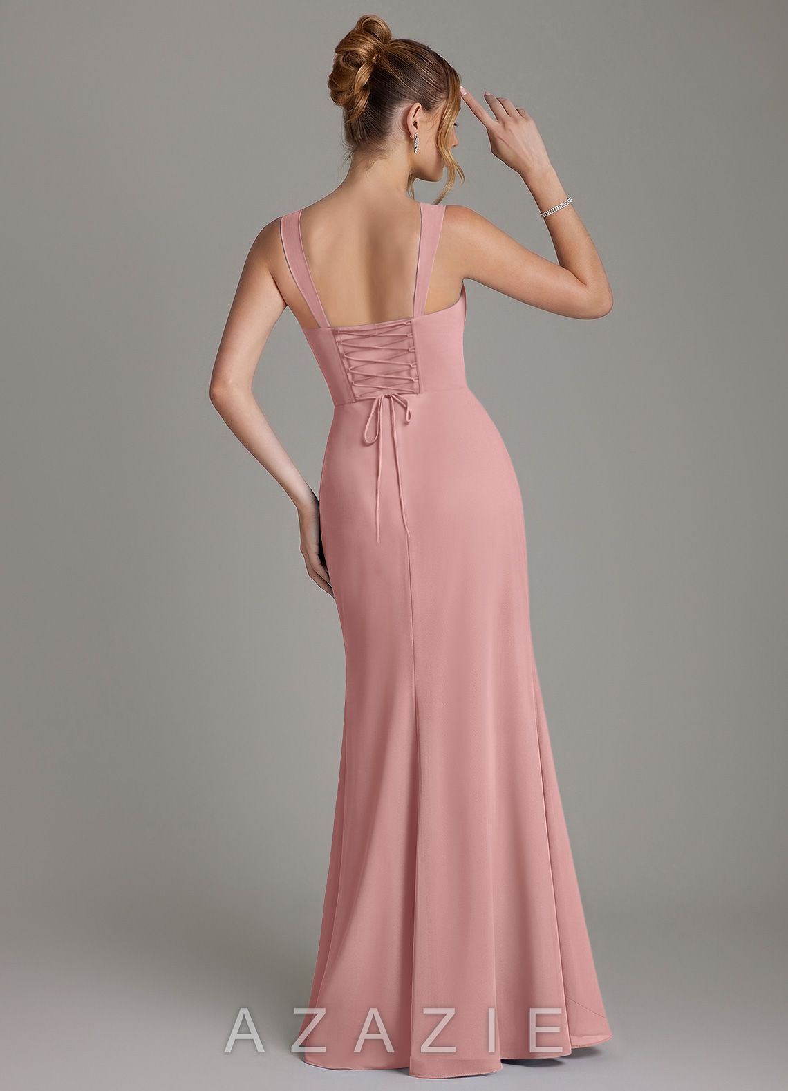 Azazie Agustina Dusty Rose Mermaid Corset Chiffon Dress dusty_rose