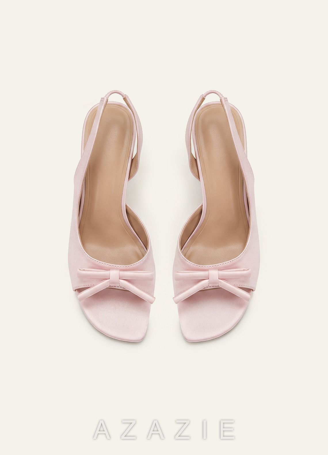 Handcrafted Bow Open Toe Slingback Heels  blushing_pink