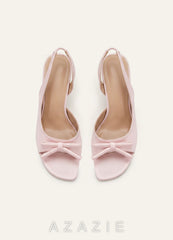 Handcrafted Bow Open Toe Slingback Heels  blushing_pink