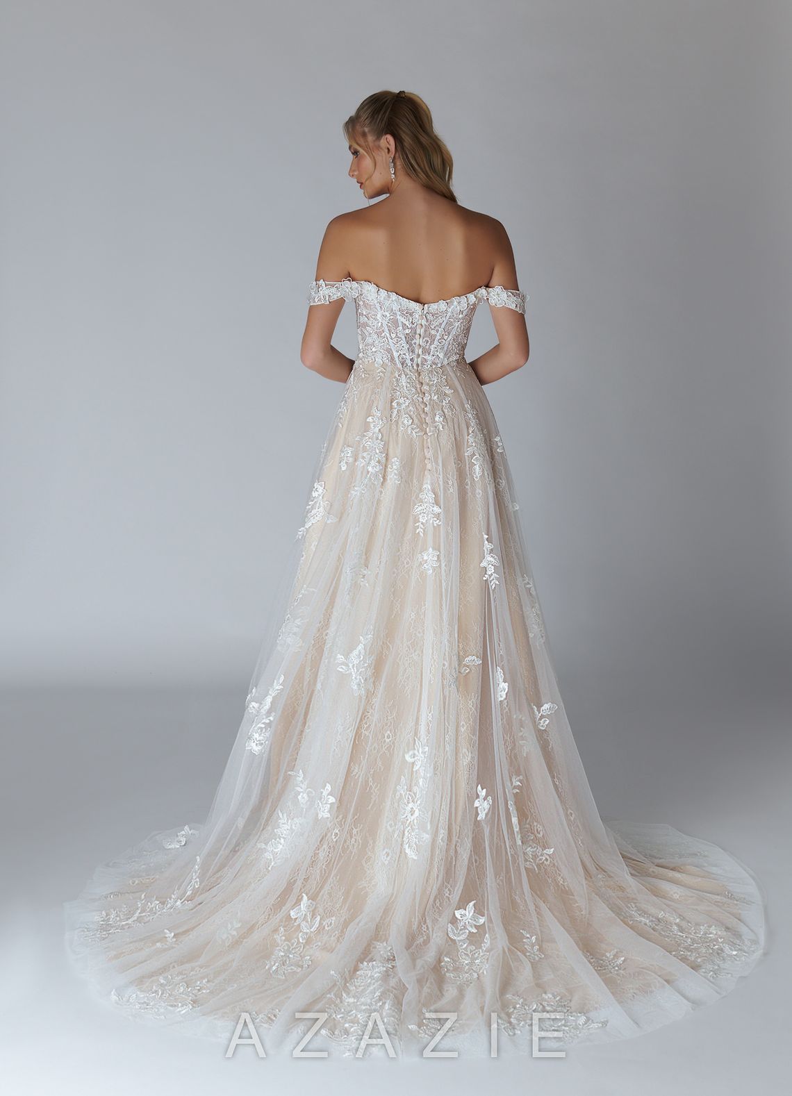 Azazie Florentina Wedding Dress Diamond White Nude A-Line Sweetheart Sequins Tul