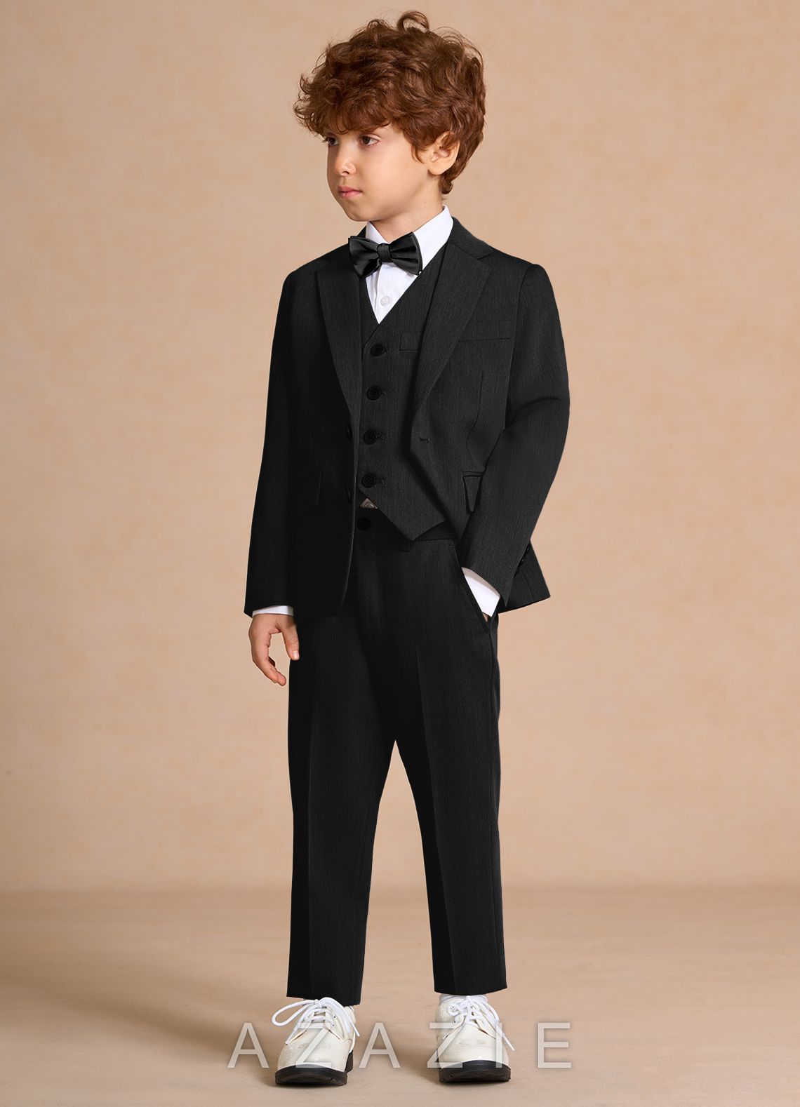 Oliver Black Boys 5-Piece Suit With Bow Tie