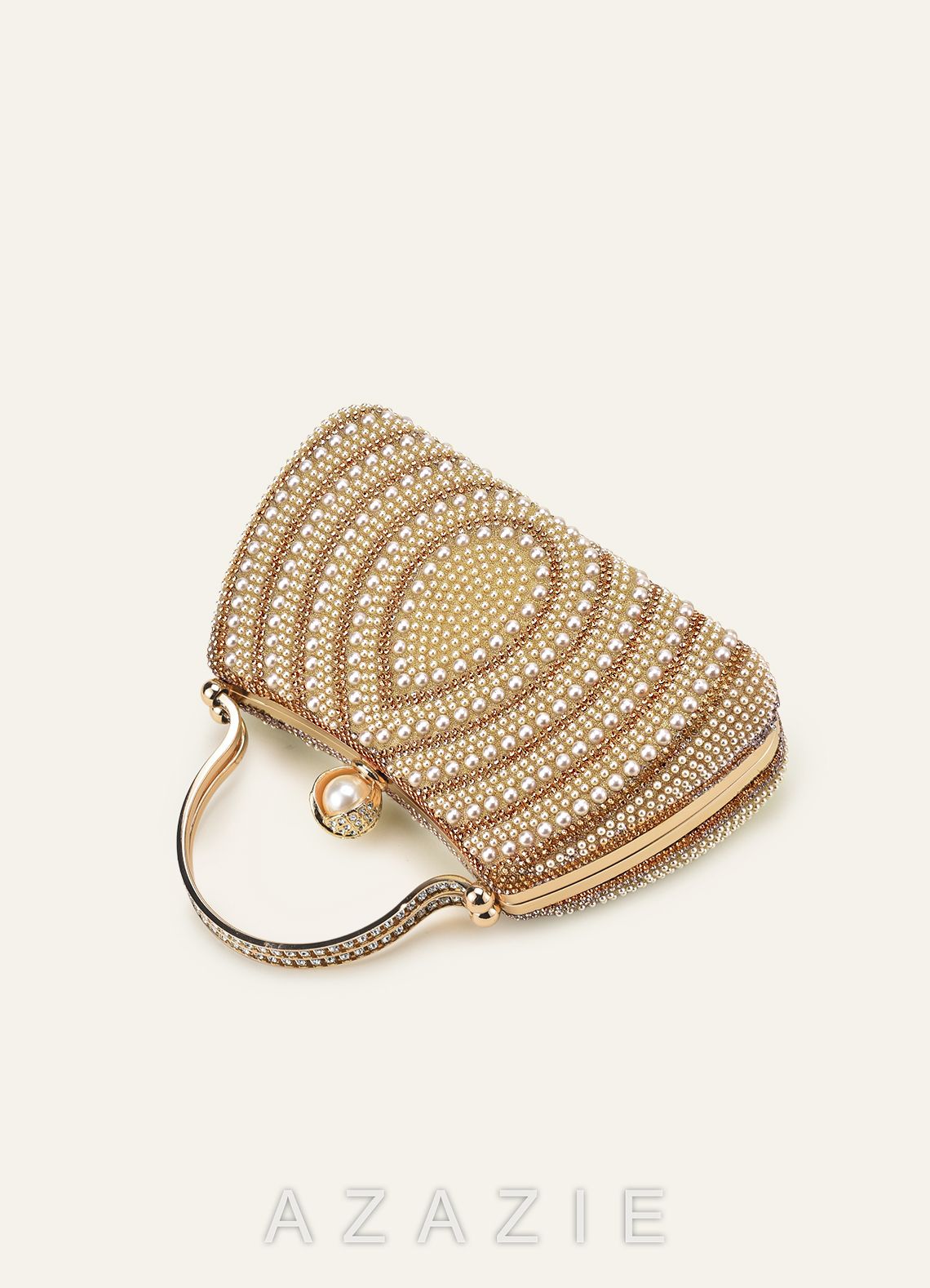 Pearl Beaded Rhinestone Embellished Evening Handbag