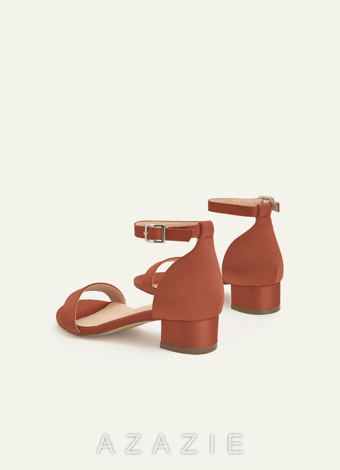 Matching Color Matte Satin One Strap Girls' Heel Sandals