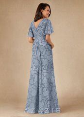 Azazie Emmeline Dusty Blue A-Line Pleated Floral Burnout Dress dusty_blue