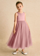 Azazie Solia Dusty Rose Ball-Gown Bow Tulle Dress dusty_rose
