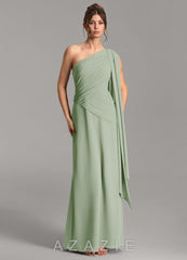 Azazie Ayra Dusty Sage A-Line One Shoulder Chiffon Dress dusty_sage