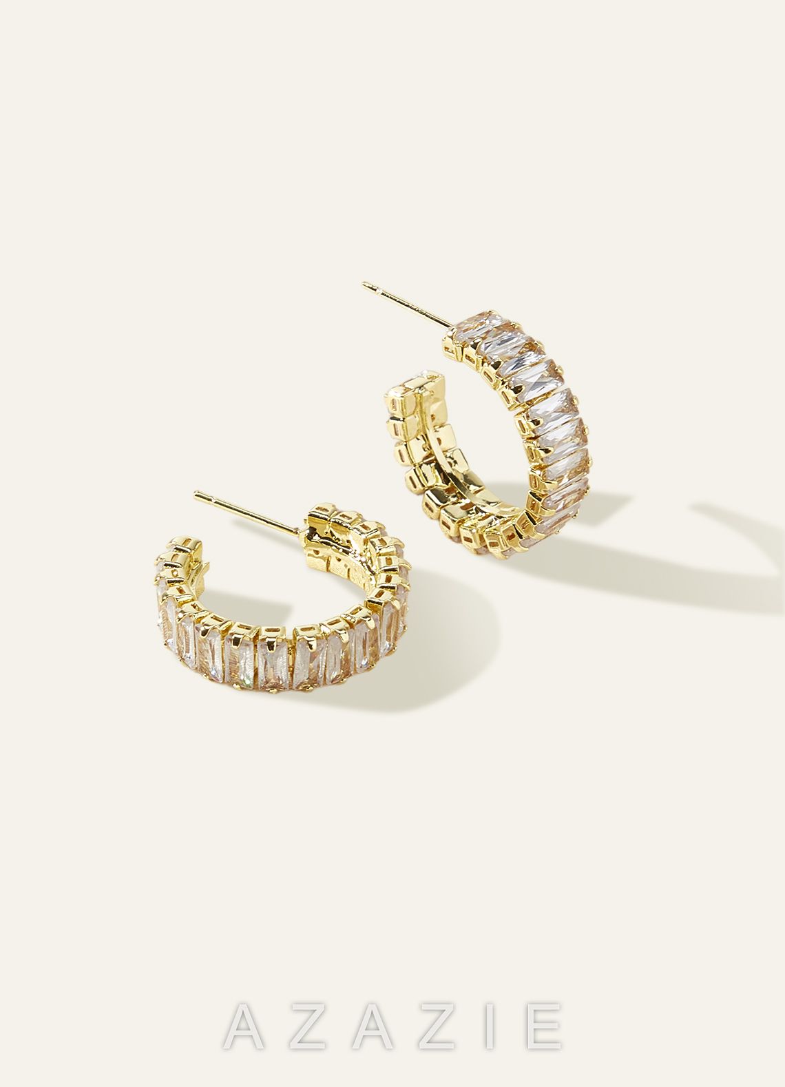 Crystal Baguette Hoop Earrings