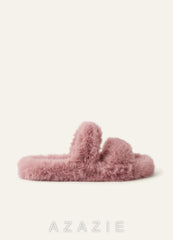 Double Strap Fuzzy Slippers