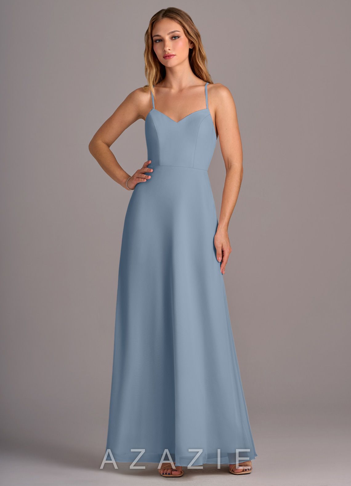Azazie Mei Dusty Blue A-Line Chiffon Dress dusty_blue