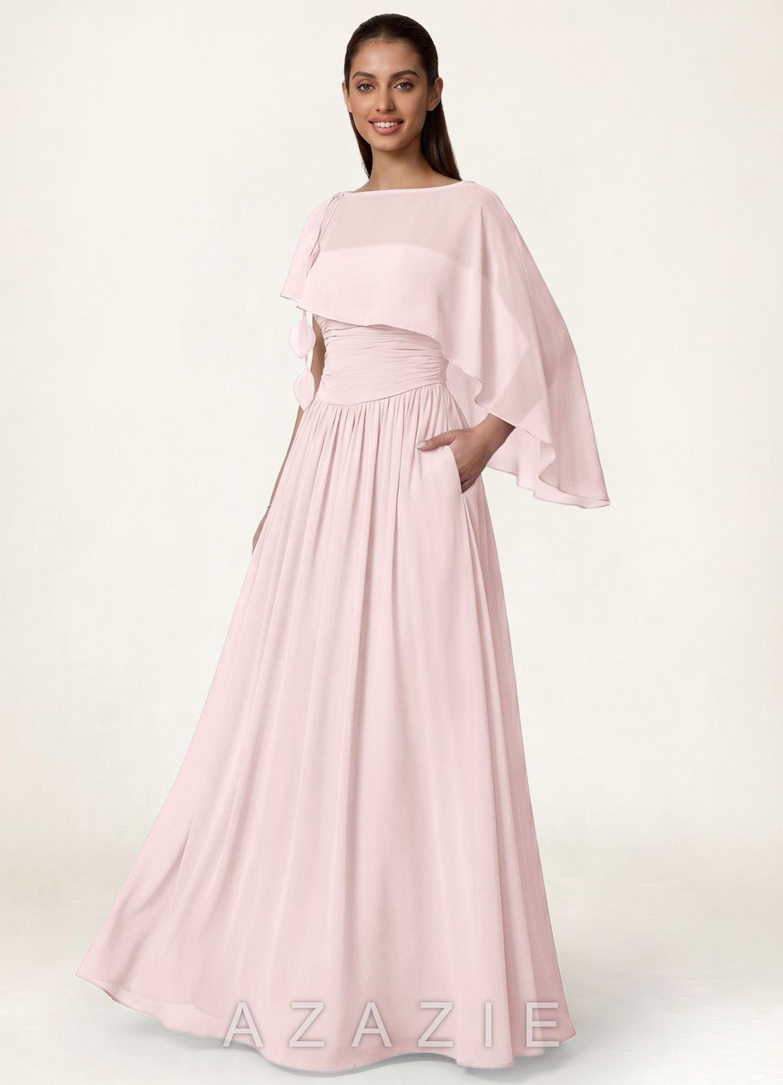 Azazie Matching Color Floral Sheer Chiffon Cape