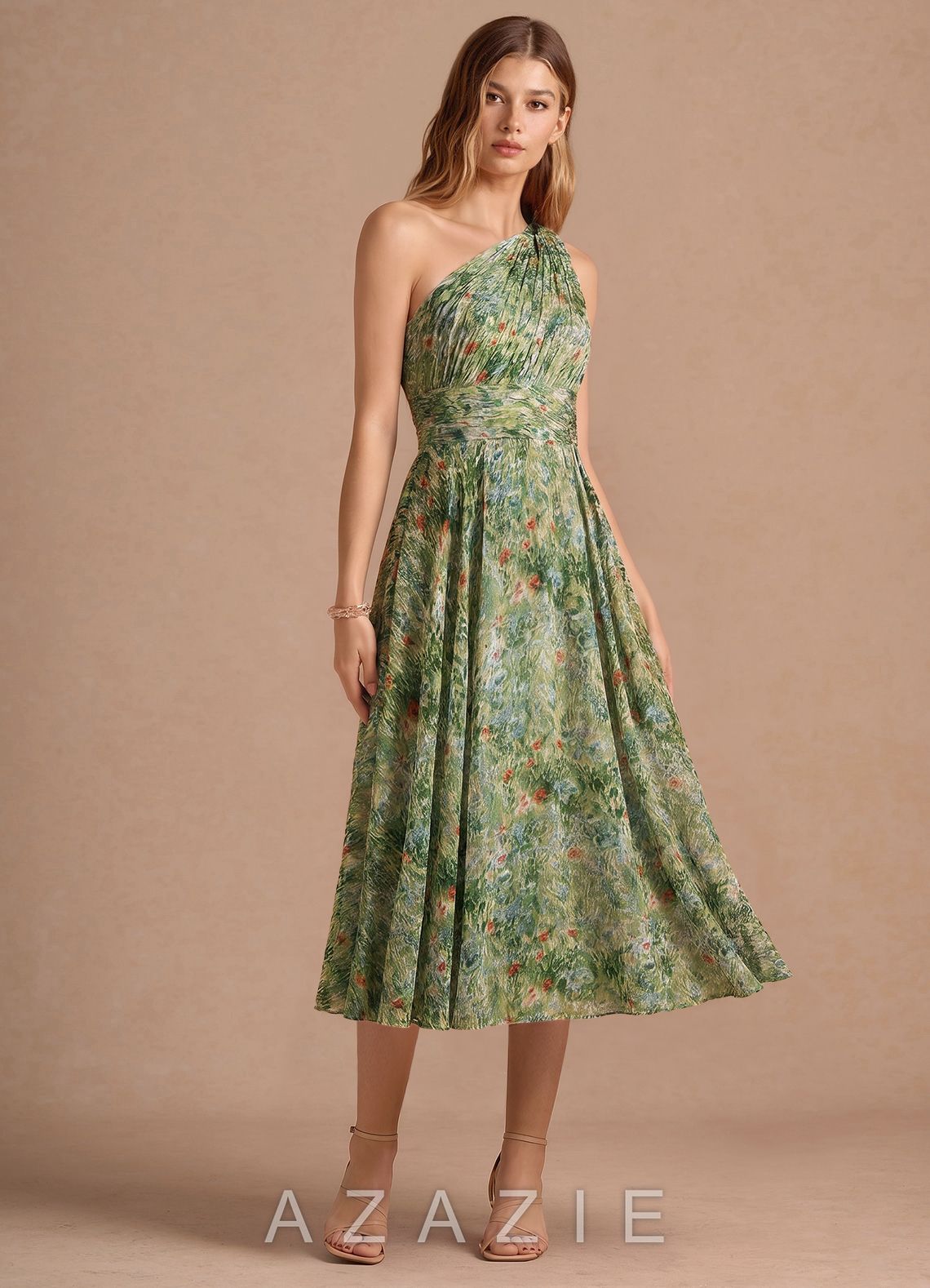 Noelle {color} Midi Dress  sp_green_floral_#gf134901