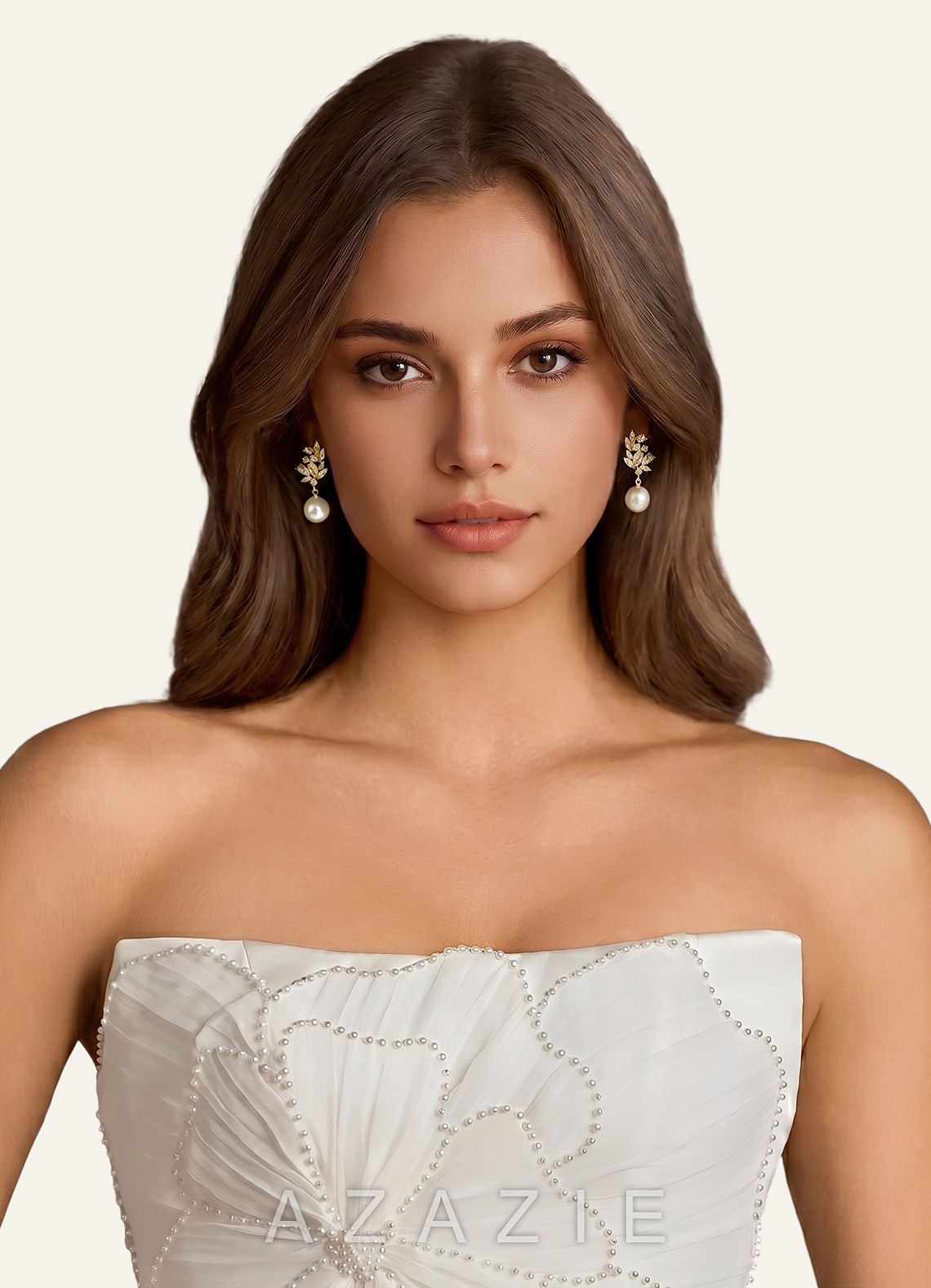 Crystal Foliage and Pearl Dangle Earrings  gold
