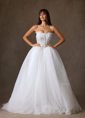 Azazie Sariyah Diamond White Ball-Gown Off the Shoulder Tulle Dress