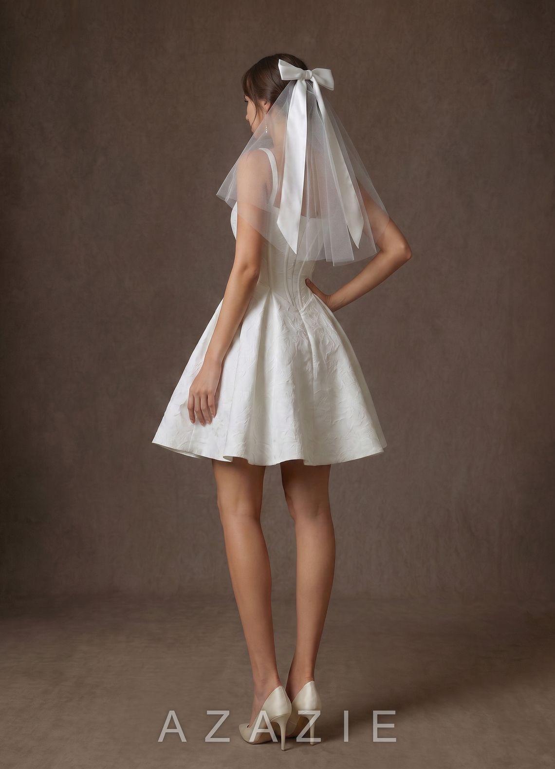 The Satin Bow Shoulder Veil  diamond_white