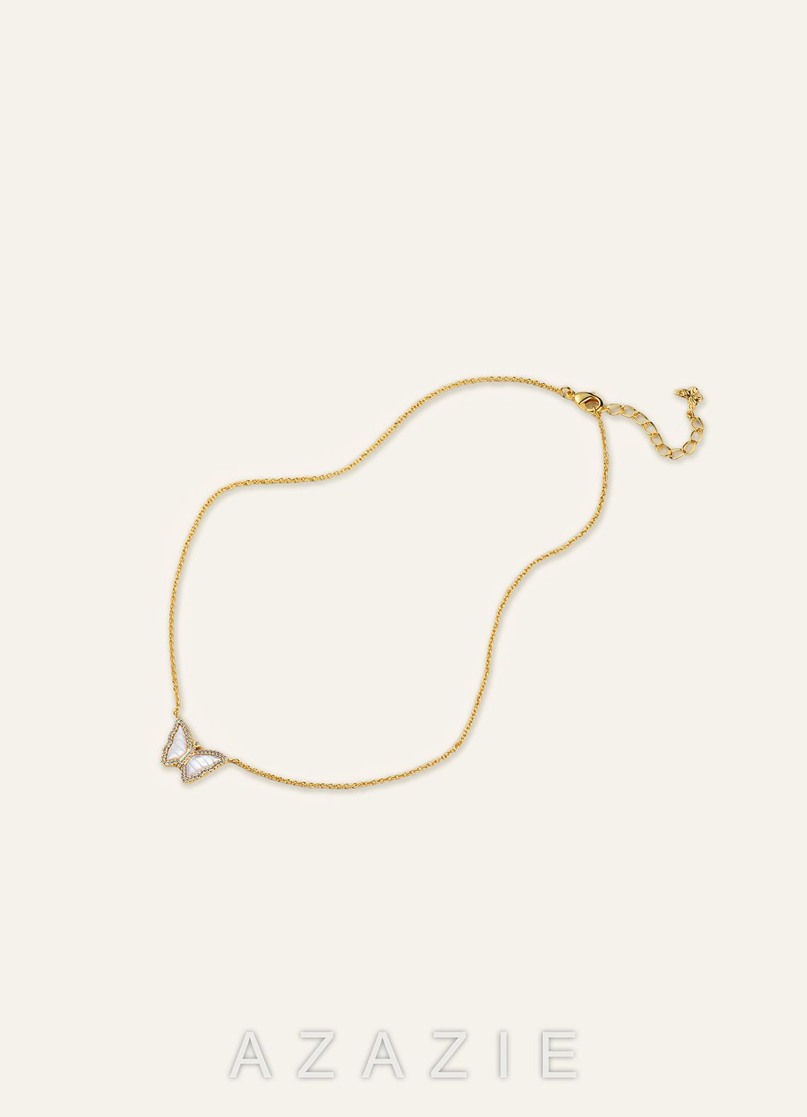 Moonstone Butterfly Pendant Necklace  gold