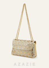 Rhinestone Sunburst Shoulder Bag  gold